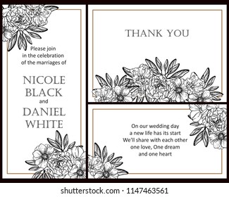 Romantic wedding invitation card suite. Wedding, marriage, bridal, birthday, Valentine's day.
