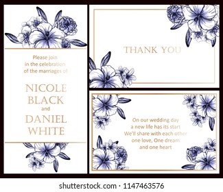 Romantic wedding invitation card suite. Wedding, marriage, bridal, birthday, Valentine's day.
