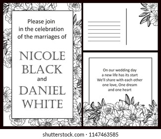 Romantic wedding invitation card suite. Wedding, marriage, bridal, birthday, Valentine's day.
