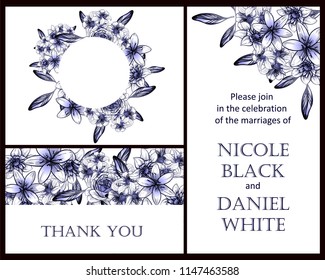 Romantic wedding invitation card suite. Wedding, marriage, bridal, birthday, Valentine's day.
