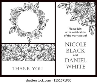 Romantic wedding invitation card suite. Wedding, marriage, bridal, birthday, Valentine's day.