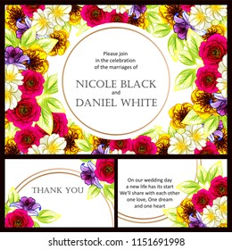 Romantic wedding invitation card suite. Wedding, marriage, bridal, birthday, Valentine's day.