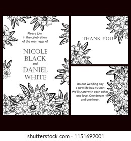 Romantic wedding invitation card suite. Wedding, marriage, bridal, birthday, Valentine's day.