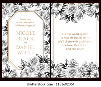 Romantic wedding invitation card suite. Wedding, marriage, bridal, birthday, Valentine's day.