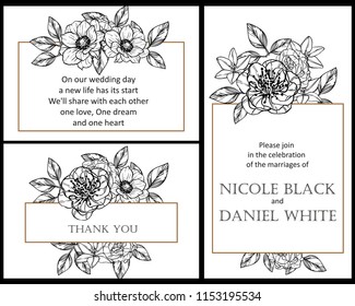 Romantic wedding invitation card suite. Wedding, marriage, bridal, birthday, Valentine's day.
