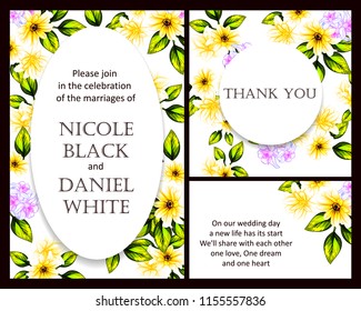 Romantic wedding invitation card suite. Wedding, marriage, bridal, birthday, Valentine's day.
