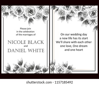 Romantic wedding invitation card suite. Wedding, marriage, bridal, birthday, Valentine's day.
