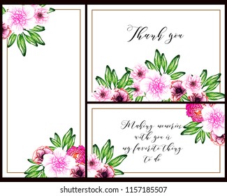 Romantic wedding invitation card suite. Wedding, marriage, bridal, birthday, Valentine's day.
