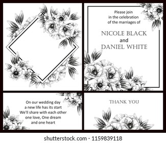 Romantic wedding invitation card suite. Wedding, marriage, bridal, birthday, Valentine's day.