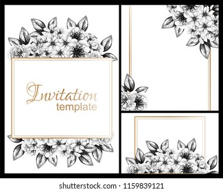 Romantic wedding invitation card suite. Wedding, marriage, bridal, birthday, Valentine's day.