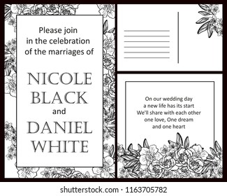 Romantic wedding invitation card suite. Wedding, marriage, bridal, birthday, Valentine's day.