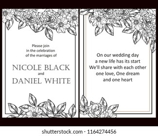 Romantic wedding invitation card suite. Wedding, marriage, bridal, birthday, Valentine's day.