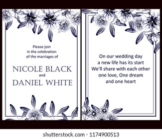 Romantic wedding invitation card suite. Wedding, marriage, bridal, birthday, Valentine's day.

