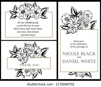 Romantic wedding invitation card suite. Wedding, marriage, bridal, birthday, Valentine's day.