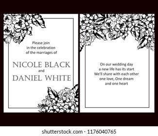 Romantic wedding invitation card suite. Wedding, marriage, bridal, birthday, Valentine's day.