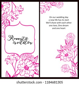 Romantic wedding invitation card suite. Wedding, marriage, bridal, birthday, Valentine's day.