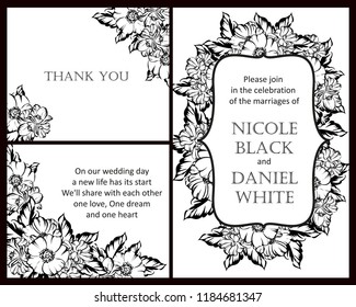 Romantic wedding invitation card suite. Wedding, marriage, bridal, birthday, Valentine's day.