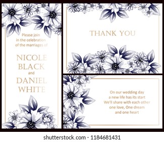 Romantic wedding invitation card suite. Wedding, marriage, bridal, birthday, Valentine's day.
