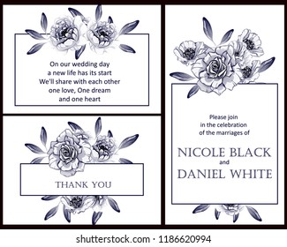 Romantic wedding invitation card suite. Wedding, marriage, bridal, birthday, Valentine's day.