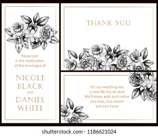Romantic wedding invitation card suite. Wedding, marriage, bridal, birthday, Valentine's day.