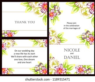 Romantic wedding invitation card suite. Wedding, marriage, bridal, birthday, Valentine's day.