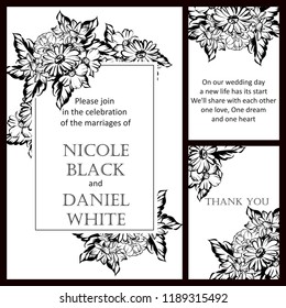 Romantic wedding invitation card suite. Wedding, marriage, bridal, birthday, Valentine's day.