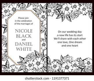 Romantic wedding invitation card suite. Wedding, marriage, bridal, birthday, Valentine's day.