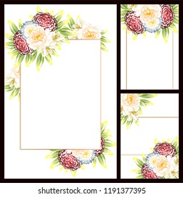 Romantic wedding invitation card suite. Wedding, marriage, bridal, birthday, Valentine's day.