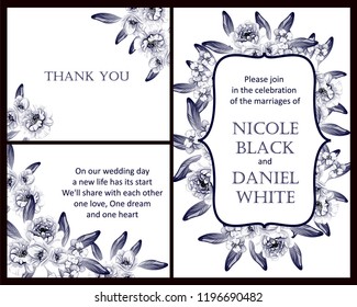 Romantic wedding invitation card suite. Wedding, marriage, bridal, birthday, Valentine's day.