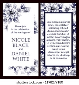 Romantic wedding invitation card suite. Wedding, marriage, bridal, birthday, Valentine's day.