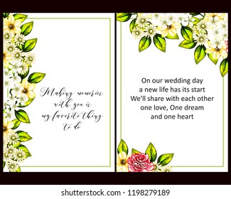 Romantic wedding invitation card suite. Wedding, marriage, bridal, birthday, Valentine's day.