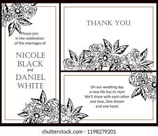 Romantic wedding invitation card suite. Wedding, marriage, bridal, birthday, Valentine's day.