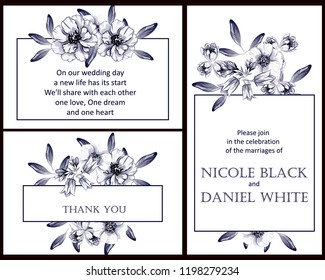 Romantic wedding invitation card suite. Wedding, marriage, bridal, birthday, Valentine's day.