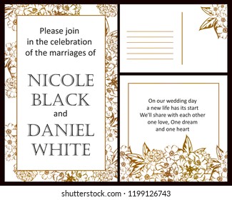 Romantic wedding invitation card suite. Wedding, marriage, bridal, birthday, Valentine's day.