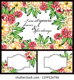 Romantic wedding invitation card suite. Wedding, marriage, bridal, birthday, Valentine's day.