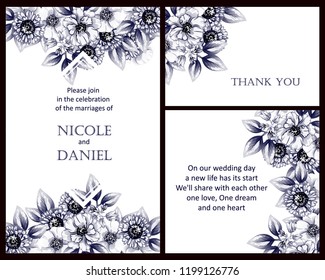 Romantic wedding invitation card suite. Wedding, marriage, bridal, birthday, Valentine's day.