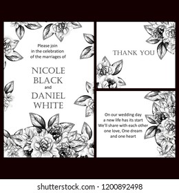 Romantic wedding invitation card suite. Wedding, marriage, bridal, birthday, Valentine's day.