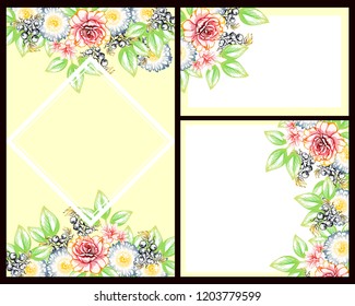 Romantic wedding invitation card suite. Wedding, marriage, bridal, birthday, Valentine's day.
