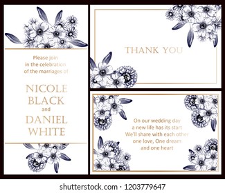 Romantic wedding invitation card suite. Wedding, marriage, bridal, birthday, Valentine's day.