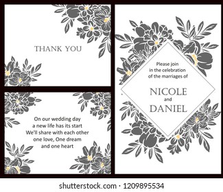 Romantic wedding invitation card suite. Wedding, marriage, bridal, birthday, Valentine's day.