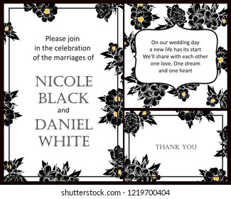 Romantic wedding invitation card suite. Wedding, marriage, bridal, birthday, Valentine's day.