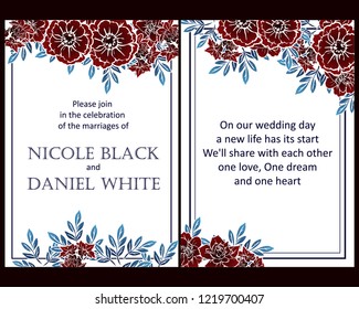 Romantic wedding invitation card suite. Wedding, marriage, bridal, birthday, Valentine's day.