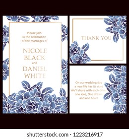 Romantic wedding invitation card suite. Wedding, marriage, bridal, birthday, Valentine's day.