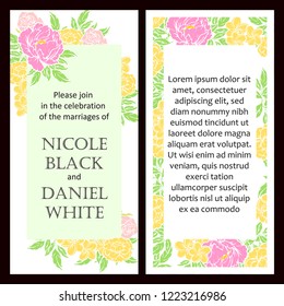 Romantic wedding invitation card suite. Wedding, marriage, bridal, birthday, Valentine's day.