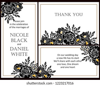 Romantic wedding invitation card suite. Wedding, marriage, bridal, birthday, Valentine's day.