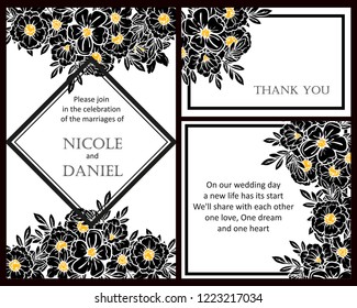 Romantic wedding invitation card suite. Wedding, marriage, bridal, birthday, Valentine's day.
