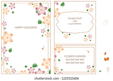 Romantic wedding invitation card suite. Wedding, marriage, bridal, birthday, Valentine's day.