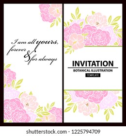 Romantic wedding invitation card suite. Wedding, marriage, bridal, birthday, Valentine's day.