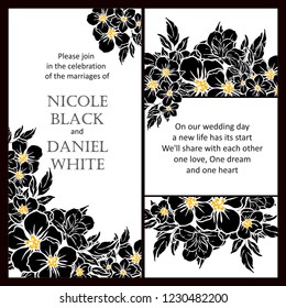 Romantic wedding invitation card suite. Wedding, marriage, bridal, birthday, Valentine's day.