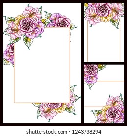 Romantic wedding invitation card suite. Wedding, marriage, bridal, birthday, Valentine's day.